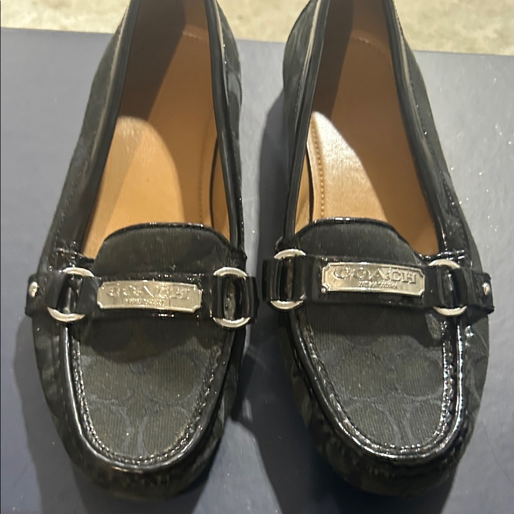 Coach Women’s Black Logo Slip-On Loafers